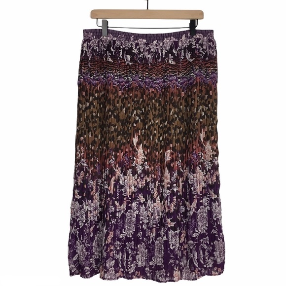 BONWORTH Skirt Midi Accordion Animal Print Floral Garden Party Hippie Boho XL - Picture 7 of 7